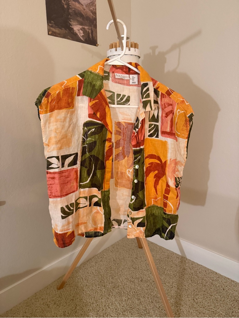 Tropical Patchwork Short-Sleeve Button-Down Shirt - Multicolor